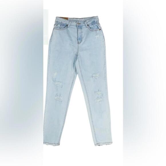 Vanilla Star Distressed Super Hi-Rise Tapered Mom Style Denim Jeans Size Large - Picture 7 of 7